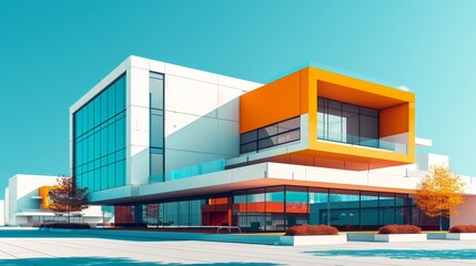 Minimalist Architecture Modern Buildings: An illustration showcasing minimalist architectural designs with modern building