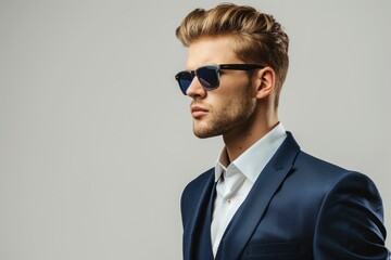 Businessman's journey to success, confidence and fulfillment in studio photos with white and clean monochromatic background