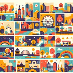 Colorful Cityscape: An Artistic Representation of Urban Life and Architecture with Generative AI.