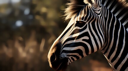 Zebra in the savannah of Africa, close-up.