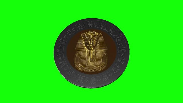 Egyptian one pound coin 3d Green screen