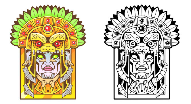Aztec mythological god, illustration design