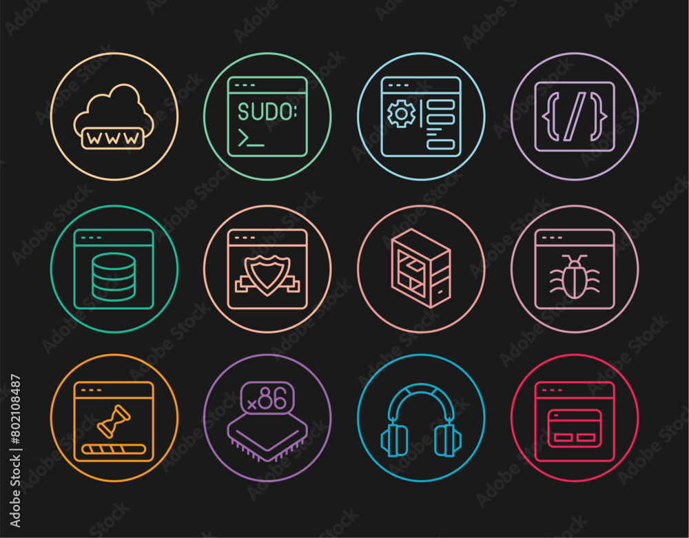 Poster set line search engine, system bug, browser setting, with shield, server, data, web hosting, develop