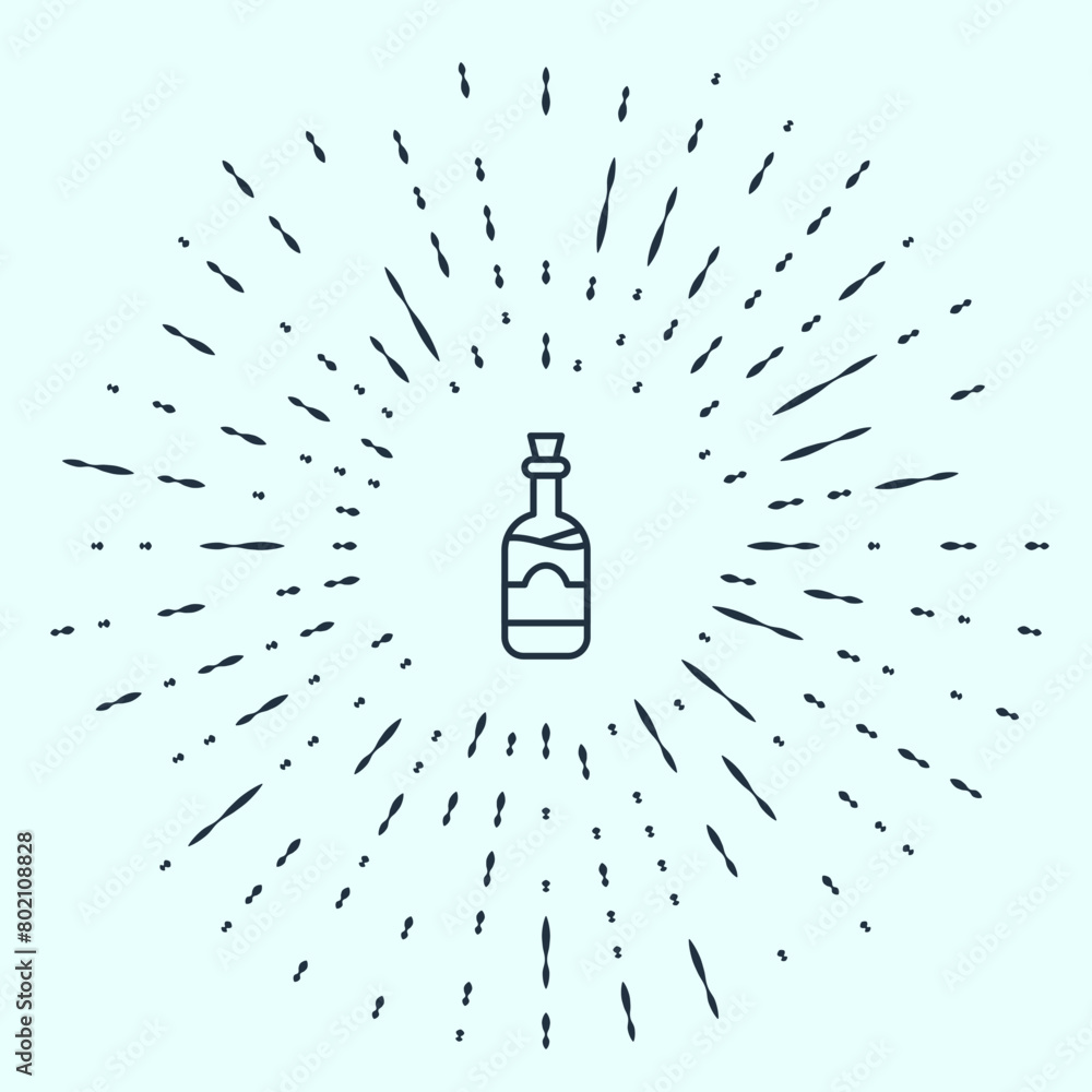 Poster black line bottles of wine icon isolated on grey background. abstract circle random dots. vector