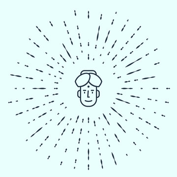 recommend clip art: Black line Portrait of Indian man icon isolated on grey background. Hindu men. Abstract circle random dots. Vector