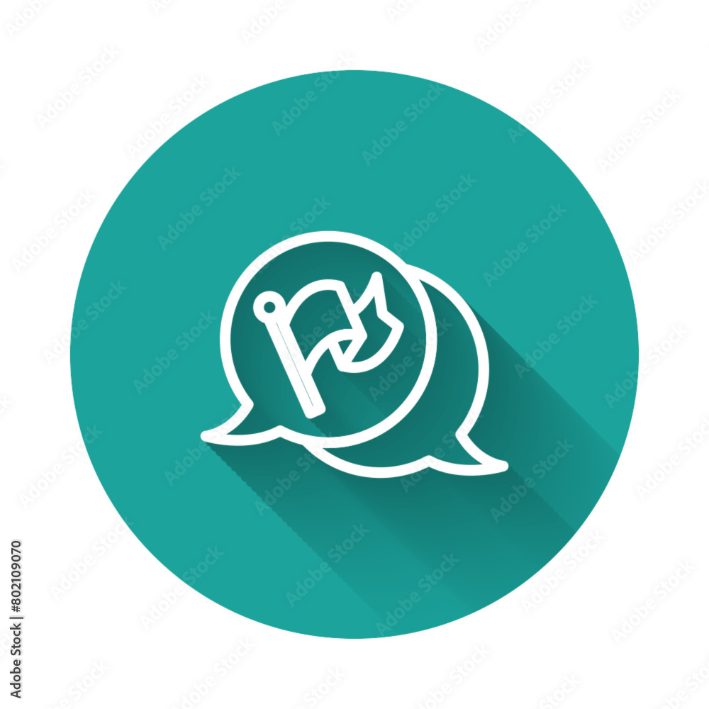 Poster white line flag icon isolated with long shadow background. victory, winning and conquer adversity co
