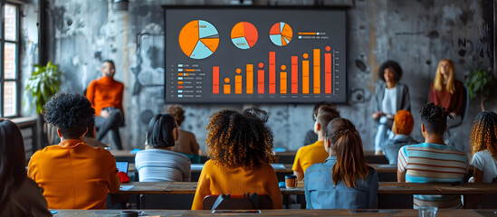 Diverse Team Presenting Cross Cultural Marketing Strategies with Engaging Data Visualization