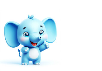 3D funny elephant cartoon on white background