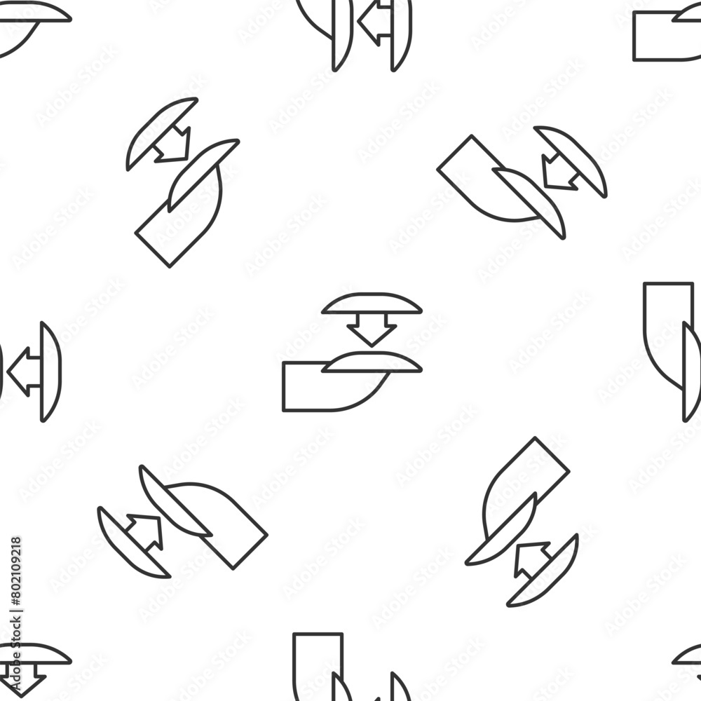 Poster grey line set of false nails for manicure icon isolated seamless pattern on white background. varnis