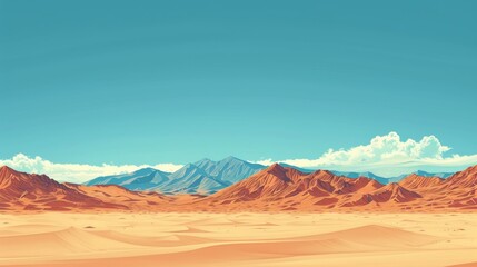 Naklejka premium Minimalist Nature Desert: An illustration of a minimalist desert landscape