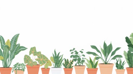 Potted Plants with Ample Space for Text
