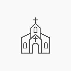 church, christian, religion, building, cathedral icon vector symbol on grey background