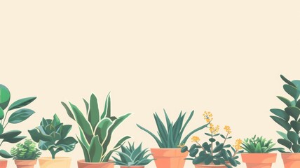 Potted Plants with Ample Space for Text
