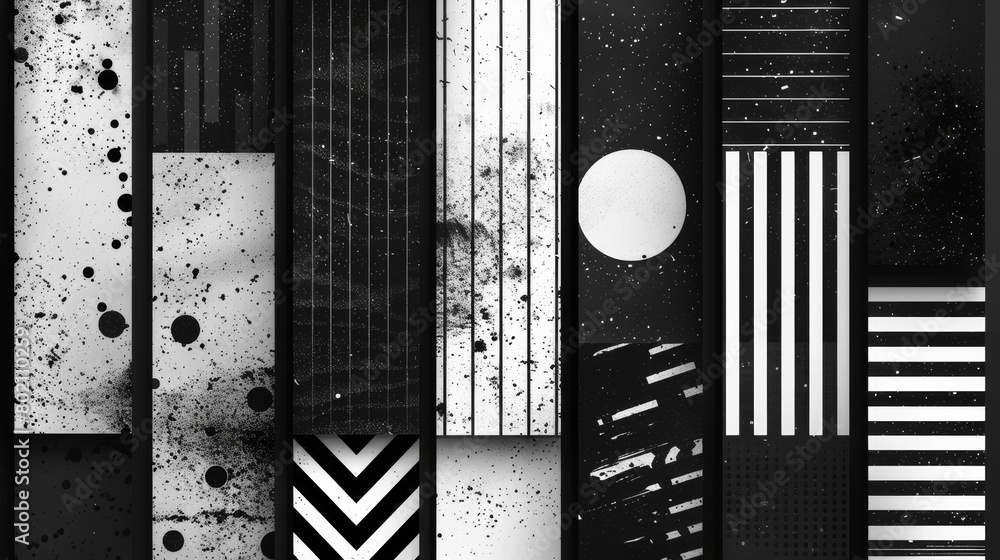 Poster minimalist patterns and textures monochrome: an illustration showcasing minimalist patterns and text