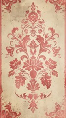 An illustration of a vintage wallpaper with a floral damask pattern, capturing the elegance of a bygone era.