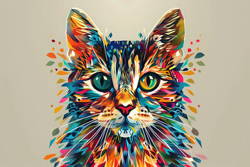 illustration of a cat adorned with intricate geometric patterns
