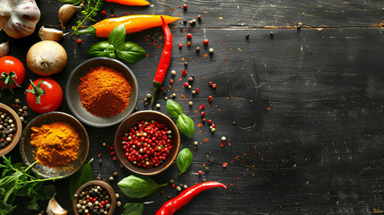 Composition with different spices and vegetables 