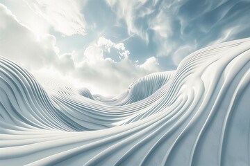 Naklejka premium A snowy landscape with a blue sky and clouds