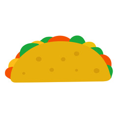 Taco. Food. Hand drawn illustration. Flat design. Isolated icon on white background.
