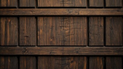 Old wooden wall background or texture. Dark brown wood plank wall.