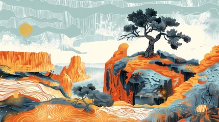 Western wilderness illustration poster background