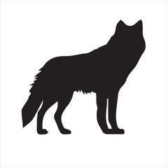 silhouette of wolf black and white