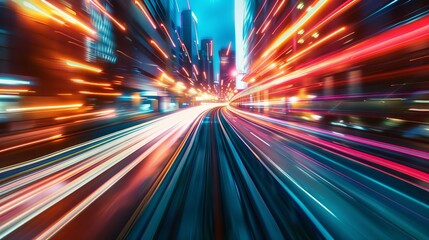 Abstract High Speed Technology Motion Blur on Screen - Futuristic Digital Display Concept