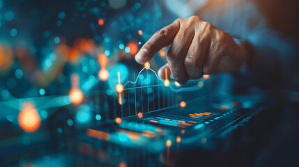 Guiding through data flow.Navigating the Ebb and Flow of Market Dynamics: A Hand Guides Through Virtual Financial Data.