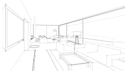 house building sketch architecture 3d illustration