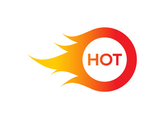 rapid flame and the word hot. hot concept