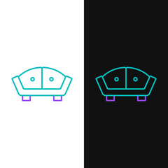 Line Sofa icon isolated on white and black background. Colorful outline concept. Vector