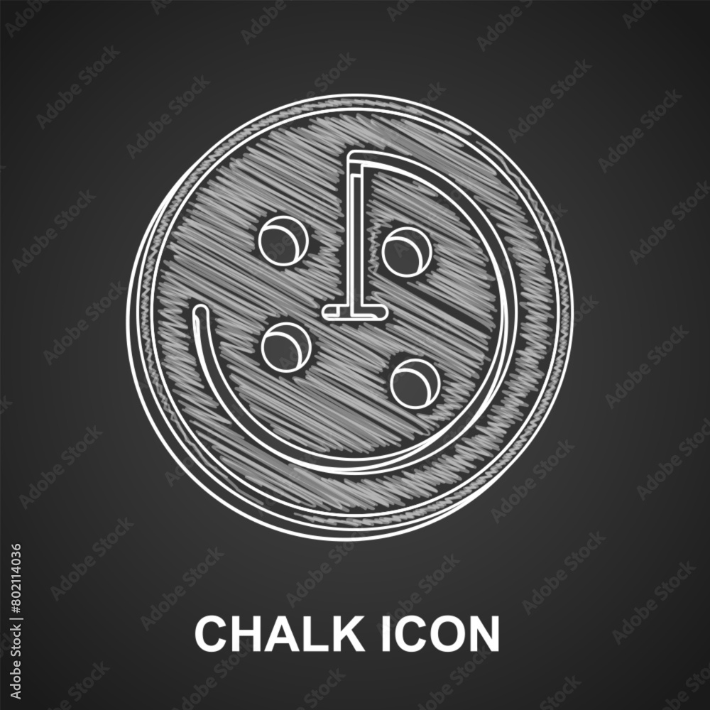 Poster chalk radar with targets on monitor in searching icon isolated on black background. search system. n