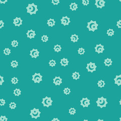 Green Islamic octagonal star ornament icon isolated seamless pattern on green background. Vector