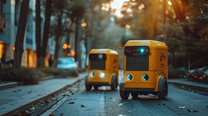 Depict the dual nature of lastmile delivery with both human and autonomous methods