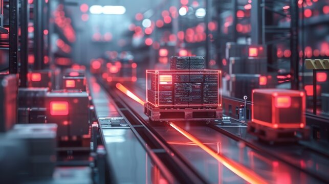 Depict artificial intelligence optimizing warehouse management processes