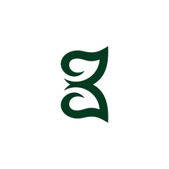 letter k green curves linear geometric logo vector