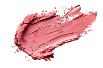 Matte blush smudge isolated on background, blush brush swatch, Beauty makeup smeared