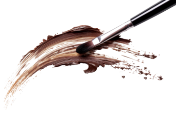 Gel eyebrow smudge isolated on background, eyebrow brush swatch, Beauty makeup smeared.