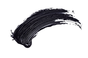 Gel eyeliner smudge isolated on background, eyeliner brush swatch, Beauty eye makeup smeared.