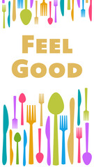 Feel Good Spoon Fork Knife Colorful Bottom Top Symbols Vertical 