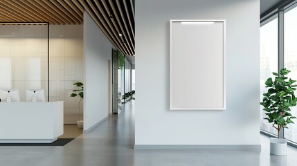 mockup poster stand in an beauty center or clinic environment as wide banner design with blank empty copy space area