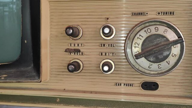 Close up old classic television channel adjustment Switch Knob	