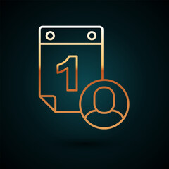 Gold line Time management icon isolated on dark blue background. Productivity symbol. Vector