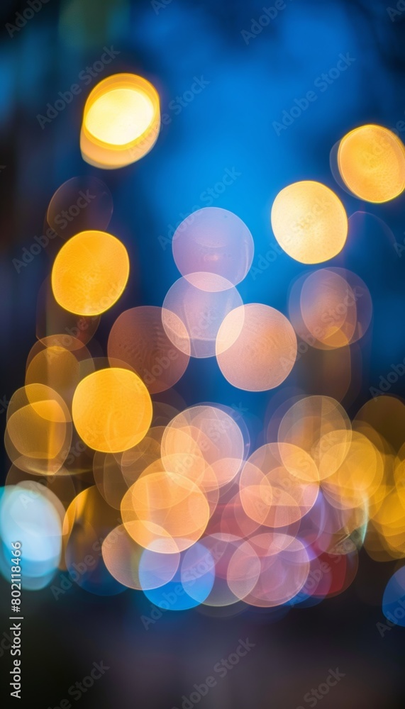 Poster abstract blue bokeh light background in blurred defocused style for artistic presentations