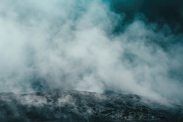 Steam rising from geothermal vents