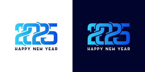 2025 new year logo design with overlapping numbers in blue