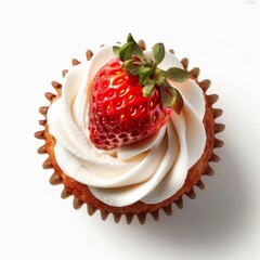 Strawberry Cupcake Delight. Generative ai