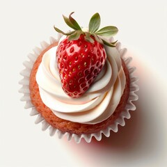 Strawberry Cupcake Delight. Generative ai