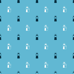 Set Bottle of water and with glass on seamless pattern. Vector
