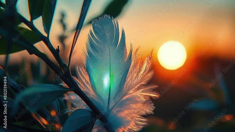Poster an artistic representation of a collection of soft blue feathers floating against a background of di
